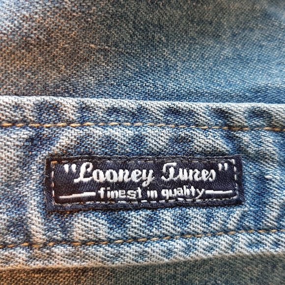 Vintage authentic Warner Studio Looneytunes blue denim long sleeve shirt Size L - Picture 5 of 8